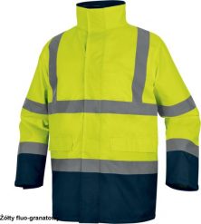 Kurtka męska Delta Plus SPEED - KURTKA OSTRZEGAWCZA 5 W 1 Z POLIESTRU OXFORD POWLEKANEGO PU - pomarańczowy fluo-granatowy S. Brązowe kurtki męskie DELTA PLUS, m, bez wzorów, bez ramiączek, bez kaptura. Za 316.85 zł.