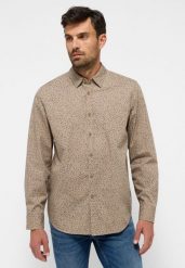 Męska Koszula MUSTANG Elmore Allover Print on Beige 1015906 12672. Brązowe koszule męskie Mustang, l, bez wzorów, z bawełny, bez kołnierzyka, bez ramiączek. W wyprzedaży za 79.99 zł.