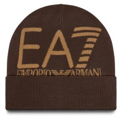 Czapka EA7 Emporio Armani. Brązowe czapki męskie EA7 Emporio Armani, na zimę, bez wzorów. Za 109.99 zł.