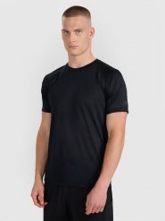 4F Koszulka do biegania szybkoschnąca męska - czarna XL. Czarne t-shirty sportowe męskie 4f, l, bez wzorów, z materiału, klasyczne, bez ramiączek. Za 129.99 zł.