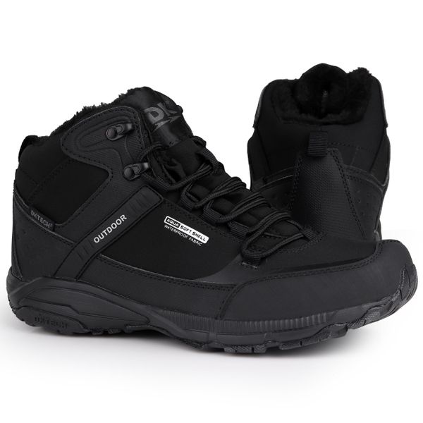 Buty męskie zimowe wysokie ocieplane DK PREDATOR. Czarne buty sportowe na co dzień męskie DK, na zimę, m, bez wzorów, sportowe, bez ramiączek, bez kaptura. Za 199.00 zł.