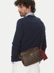 Guess Saszetka HMMILO P5222 Brązowy. Brązowe torby męskie na ramię Guess, z aplikacjami, ze skóry. Za 239.99 zł.