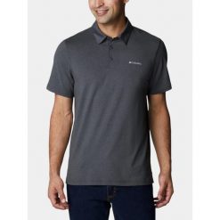 Koszulka polo męska Columbia Tech Trail. Szare koszulki polo męskie Columbia, m, bez wzorów, z elastanu, sportowe, bez kołnierzyka, bez ramiączek. Za 209.00 zł.