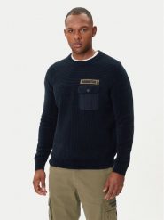 Aeronautica Militare Sweter 252MA1573UL00539 Granatowy Regular Fit. Niebieskie kardigany męskie Aeronautica Militare, m, bez wzorów, z bawełny, bez ramiączek. Za 919.99 zł.