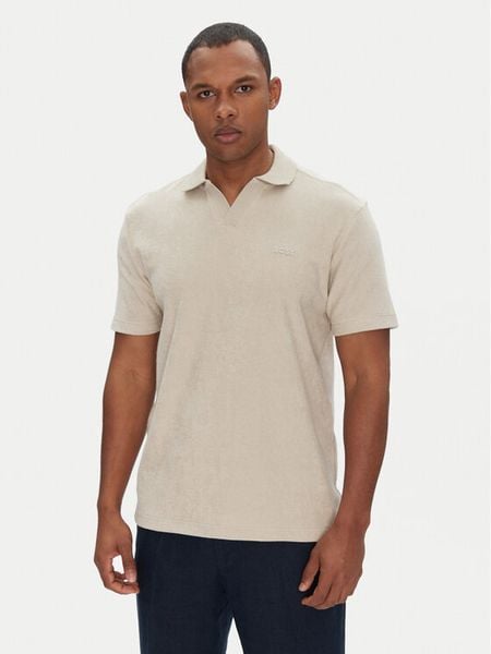 BOSS Polo Pe_Doubletowel 50539869 Beżowy Relaxed Fit. Brązowe koszulki polo męskie Boss, m, bez wzorów, z bawełny, bez kołnierzyka, bez ramiączek. Za 249.99 zł.