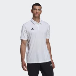 Koszulka polo do piłki nożnej męska Adidas Entrada 22 Polo z krótkim rękawem. Białe koszulki polo męskie ADIDAS, m, bez wzorów, sportowe, bez kołnierzyka, bez ramiączek. Za 73.99 zł.
