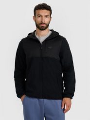 4F Polar z kapturem regular męski - czarny L. Czarne bluzy z polaru męskie 4f, l, bez wzorów, z polaru, bez ramiączek, z kapturem. Za 249.99 zł.