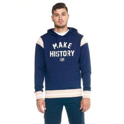 Męska bluza Leone z kapturem Retro. Niebieskie bluzy nierozpinane męskie LEONE 1947 APPAREL, l, bez wzorów, z tkaniny, retro, bez ramiączek, z kapturem. W wyprzedaży za 195.65 zł.