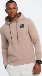 Ombre Męska bluza z kapturem kangurka z logotypem brązowa V3 OM-SSNZ-0162 M. Brązowe bluzy nierozpinane męskie Ombre, m, bez wzorów, z kapturem. Za 179.99 zł.