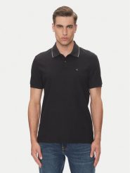 Calvin Klein Polo LV04LC239G Czarny Regular Fit. Czarne koszulki polo męskie Calvin Klein, m, bez wzorów, z bawełny, bez kołnierzyka, bez ramiączek. Za 219.99 zł.