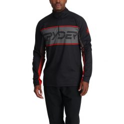 Bluza męska Spyder Paramount 1/2 Zip. Czarne bielizna termoaktywna męska Spyder, l, bez wzorów, z materiału, bez ramiączek, trekkingowe. Za 479.00 zł.
