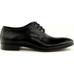 Czarne Półbuty pantofle do garnituru Badura 7589. Czarne eleganckie półbuty męskie Badura, ze skóry, eleganckie, bez obcasa, bez zapięcia. W wyprzedaży za 279.00 zł.