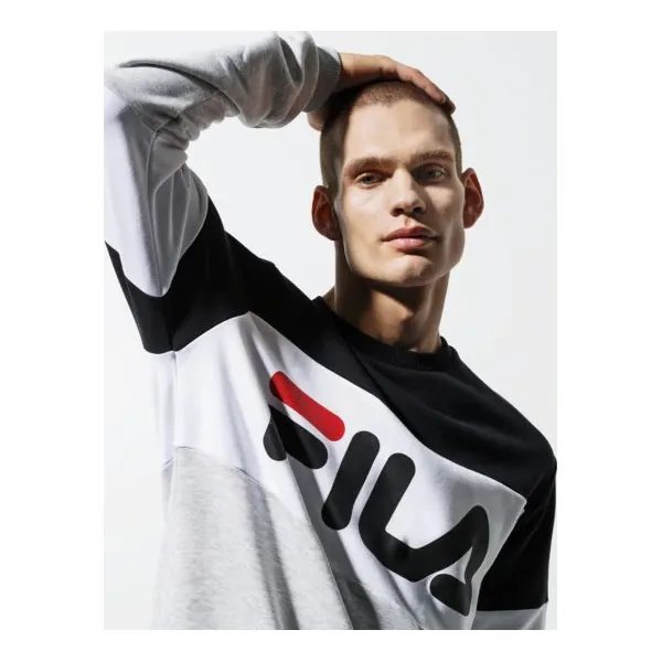 Fila Bluza Straight Blocked Crew , szary, rozmiar XL. Szare bluzy nierozpinane męskie Fila, m, z aplikacjami, z bawełny, bez ramiączek, bez kaptura. W wyprzedaży za 249.99 zł.
