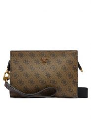 Guess Saszetka HMMILO P6157 Brązowy. Brązowe torby męskie na ramię Guess, z aplikacjami, ze skóry. Za 369.99 zł.