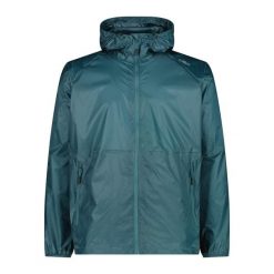 Kurtka wodoodporna z kapturem CMP. Zielone kurtki męskie CMP, bez wzorów, sportowe, bez ramiączek, z kapturem. W wyprzedaży za 114.99 zł.