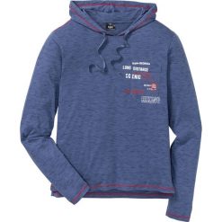 Shirt z długim rękawem i kapturem Regular Fit bonprix indygo melanż. Koszulki męskie z długim rękawem marki 4f. Za 27.99 zł.