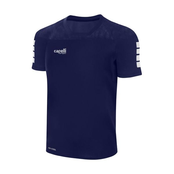 Koszulka piłkarska męska Capelli Tribeca Adult Training. Niebieskie t-shirty sportowe męskie CAPELLI SPORT, m, bez wzorów, sportowe, bez ramiączek. Za 79.99 zł.