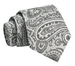 Krawat - ALTIES - Stalowo Popielaty, Duże Paisley. Szare krawaty i muchy męskie Alties, bez wzorów, z tkaniny, eleganckie. Za 49.00 zł.
