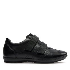 Półbuty Geox. Czarne codzienne półbuty męskie Geox, bez wzorów, bez obcasa, bez zapięcia. Za 319.99 zł.