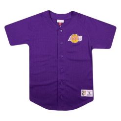Koszula Los Angeles Lakers. Fioletowe koszule męskie Mitchell & Ness, m, bez wzorów, bez kołnierzyka, bez ramiączek. Za 477.50 zł.