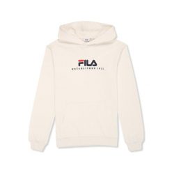Bluza z kapturem męska do biegania Fila Valsera regular logo kremowa. Białe bluzy nierozpinane męskie Fila, m, bez wzorów, z kapturem. Za 299.00 zł.