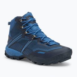 Buty trekkingowe męskie Mammut Ducan II High GTX. Niebieskie buty zimowe męskie Mammut, bez wzorów, sportowe, bez obcasa, bez zapięcia. Za 839.99 zł.