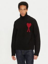 AMI Paris Golf BFUKS406.018 Czarny Regular Fit. Czarne kardigany męskie AMI PARIS, m, bez wzorów, z wełny, bez ramiączek. Za 1,329.00 zł.