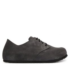 Półbuty Birkenstock. Szare codzienne półbuty męskie Birkenstock, bez wzorów, bez obcasa, bez zapięcia. Za 719.99 zł.