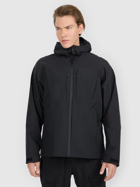 4F Kurtka trekkingowa membrana 10000 męska - czarna S. Czarne kurtki męskie 4f, m, bez wzorów, bez ramiączek, bez kaptura. Za 399.99 zł.