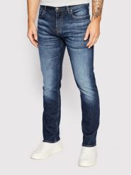 Guess Jeansy Angeles M2YAN2 D4Q41 Granatowy Slim Fit. Niebieskie jeansy męskie Guess, z aplikacjami, z bawełny. Za 389.99 zł.