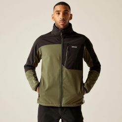 Kurtka męska softshell wodoodporny Mountdale. Brązowe kurtki softshell męskie Regatta, m, bez wzorów, z materiału, bez kaptura, trekkingowe. W wyprzedaży za 249.99 zł.