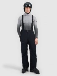 4F Spodnie narciarskie z szelkami membrana 15000 męskie - czarne L. Czarne spodnie narciarskie i snowboardowe męskie 4f, bez wzorów, z materiału, narciarskie, thinsulate. Za 799.99 zł.