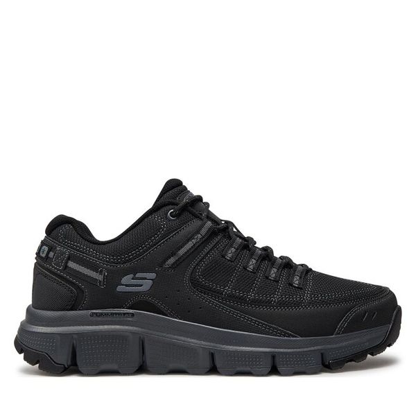Trekkingi Skechers. Czarne buty trekkingowe męskie Skechers, bez wzorów, sportowe, bez obcasa, bez zapięcia. Za 219.99 zł.