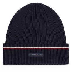 Czapka Tommy Hilfiger. Niebieskie czapki męskie Tommy Hilfiger, na zimę, bez wzorów. Za 219.99 zł.