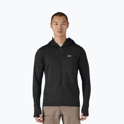 Kurtka softshell męska Patagonia R1 Hybrid Pullover Hoody. Czarne kurtki softshell męskie Patagonia, m, bez wzorów, z softshellu, bez kaptura. Za 609.99 zł.