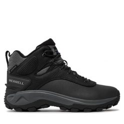 Trekkingi Merrell. Czarne buty trekkingowe męskie Merrell, bez wzorów, sportowe, bez obcasa, bez zapięcia. Za 529.99 zł.