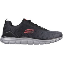 Buty treningowe męskie, Skechers Track - Ripkent. Czarne buty treningowe męskie Skechers, bez wzorów, z materiału, bez zapięcia, trekkingowe. Za 249.99 zł.