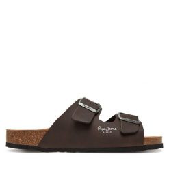 Klapki Pepe Jeans. Brązowe klapki i japonki męskie Pepe Jeans, bez wzorów, z jeansu. Za 189.99 zł.