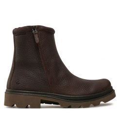 Botki ECCO. Brązowe sztyblety męskie ecco, bez obcasa, bez zapięcia. Za 699.99 zł.