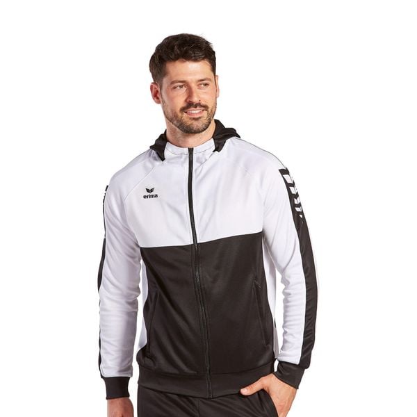 Kurtka treningowa z kapturem Erima Six Wings. Białe kurtki męskie Erima, m, bez wzorów, eleganckie, bez ramiączek, z kapturem. Za 250.00 zł.