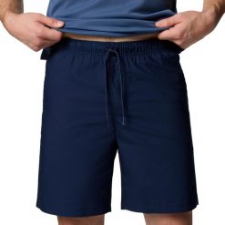 Spodenki sportowe męskie Washed Out Easy Short. Niebieskie szorty sportowe męskie Columbia, bez wzorów, z bawełny, sportowe. W wyprzedaży za 167.70 zł.