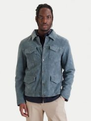 Milestone Kurtka skórzana Valerio 612205 60790 Niebieski Regular Fit. Niebieskie kurtki męskie Milestone, m, bez wzorów, z weluru, bez ramiączek, bez kaptura. Za 1,699.99 zł.