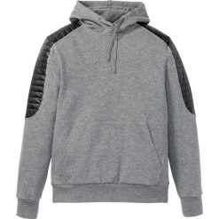Bluza biker z wstawkami ze sztucznej skóry SLIM FIT bonprix szary melanż. Bluzy nierozpinane męskie marki bonprix. Za 109.99 zł.