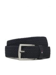 Tommy Hilfiger Pasek Męski Denton Elastic AM0AM10662 Granatowy. Niebieskie paski męskie Tommy Hilfiger, bez wzorów, z materiału. Za 249.99 zł.