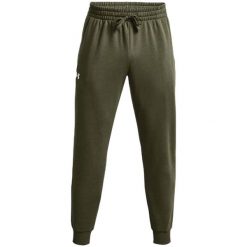 Spodnie fitness męskie Under Armour Rival Fleece Joggers. Zielone spodnie dresowe męskie Under Armour, bez wzorów, z dresówki. Za 169.99 zł.