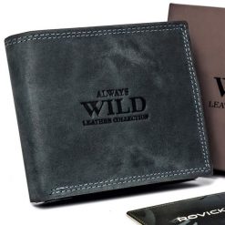 Skórzany portfel Always Wild N0035-CHM czarny. Czarne portfele męskie Always Wild, bez wzorów, ze skóry. Za 59.99 zł.