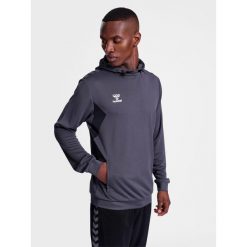 Poliestrowa bluza z kapturem Hummel Authentic. Szare bluzy nierozpinane męskie HUMMEL, bez wzorów, sportowe, bez ramiączek, z kapturem. Za 212.50 zł.