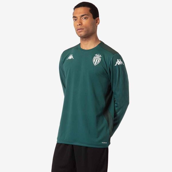 Bluza AS Monaco Aldren Pro 8 2024/25. Zielone bluzy nierozpinane męskie Kappa, bez wzorów, sportowe, bez ramiączek, bez kaptura. W wyprzedaży za 214.70 zł.