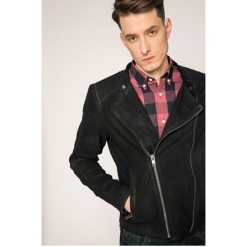 Jack & Jones - Kurtka skórzana Chester. Czarne kurtki męskie Jack & Jones, l, bez wzorów, z materiału, bez ramiączek, bez kaptura. W wyprzedaży za 429.90 zł.