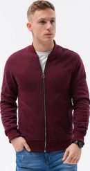 Ombre Bluza męska rozpinana bez kaptura B1077 - bordowa S. Czerwone bluzy rozpinane męskie Ombre, m, bez wzorów, bez ramiączek, bez kaptura. Za 119.99 zł.
